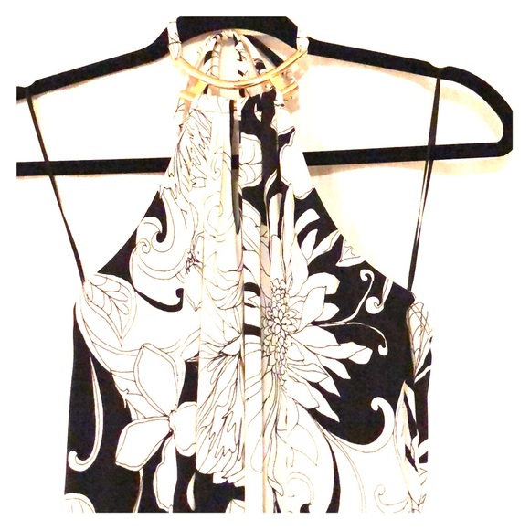 NWT Trina Turk Floral Black and White Maxi Dress - Picture 4 of 8